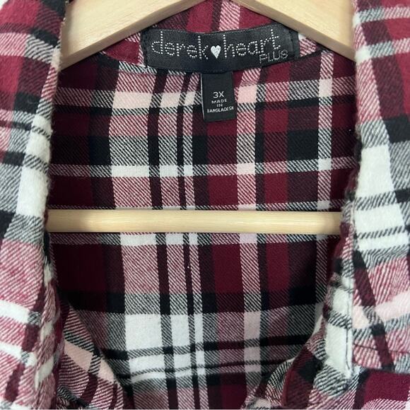 Derek Heart Plus Plaid Button Down Shirt 100% Cotton Womens 3X - Picture 2 of 8